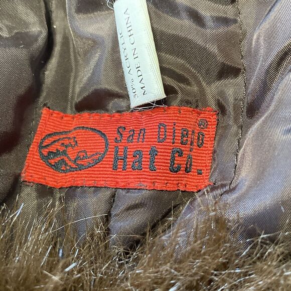 San Diego Hat Co. Ear Flap Hat Brown Wool Boucle w Faux Fur Trim 'Air Maui' OS - Picture 8 of 9